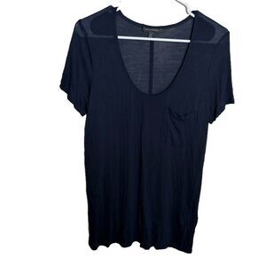 Banana Republic T-Shirt Women's Medium Round Neck Pocket Short Sleeve Sheer Top